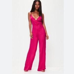 NWT! Missguided satin wrap front strappy jumpsuit